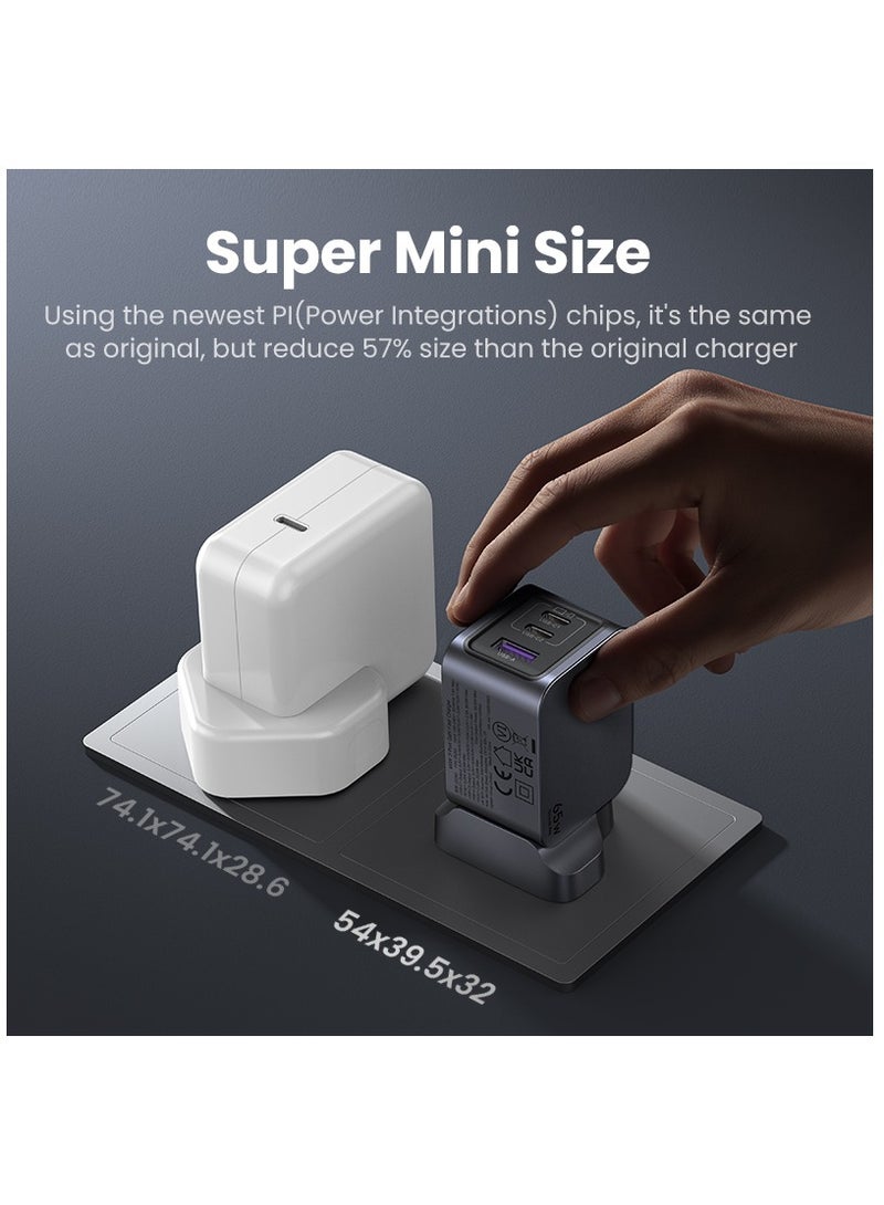 يو جرين شاحن Nexode Pro GaN بقدرة 65 وات 2C1A USB C محول حائط أحدث GaNII Tech شاحن سفر محمول صغير الحجم من النوع C متوافق مع iPhone Samsung Galaxy S24 /S23/S22 Ultra Huwei Mate 60 Pro Mac Tablet رمادي - Image 2